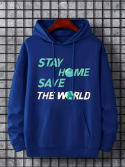 Stay Home Save The World Print Hoodie
