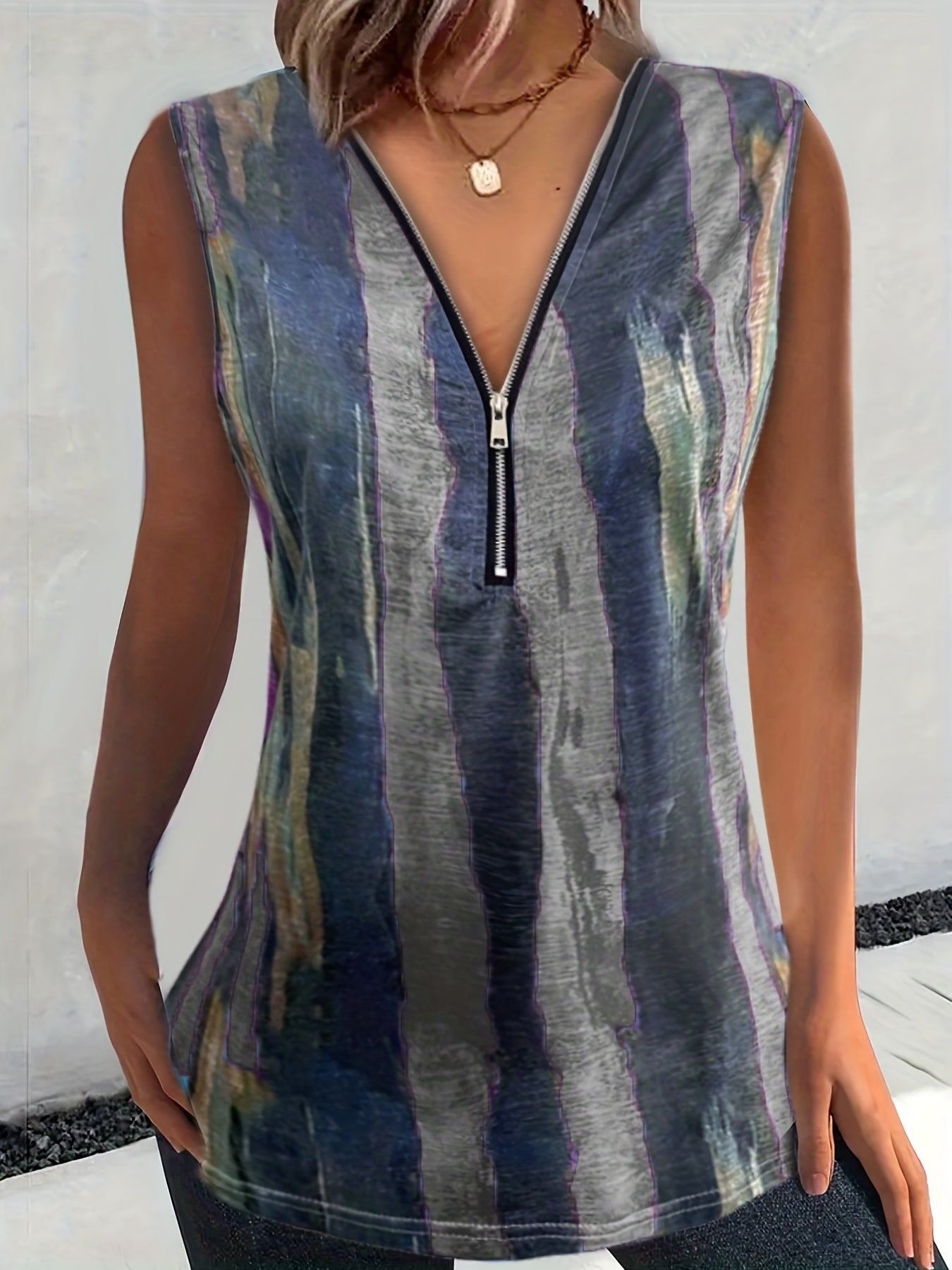 Striped Tank Top Casual Sleeveless Summer Top Women's Clothing