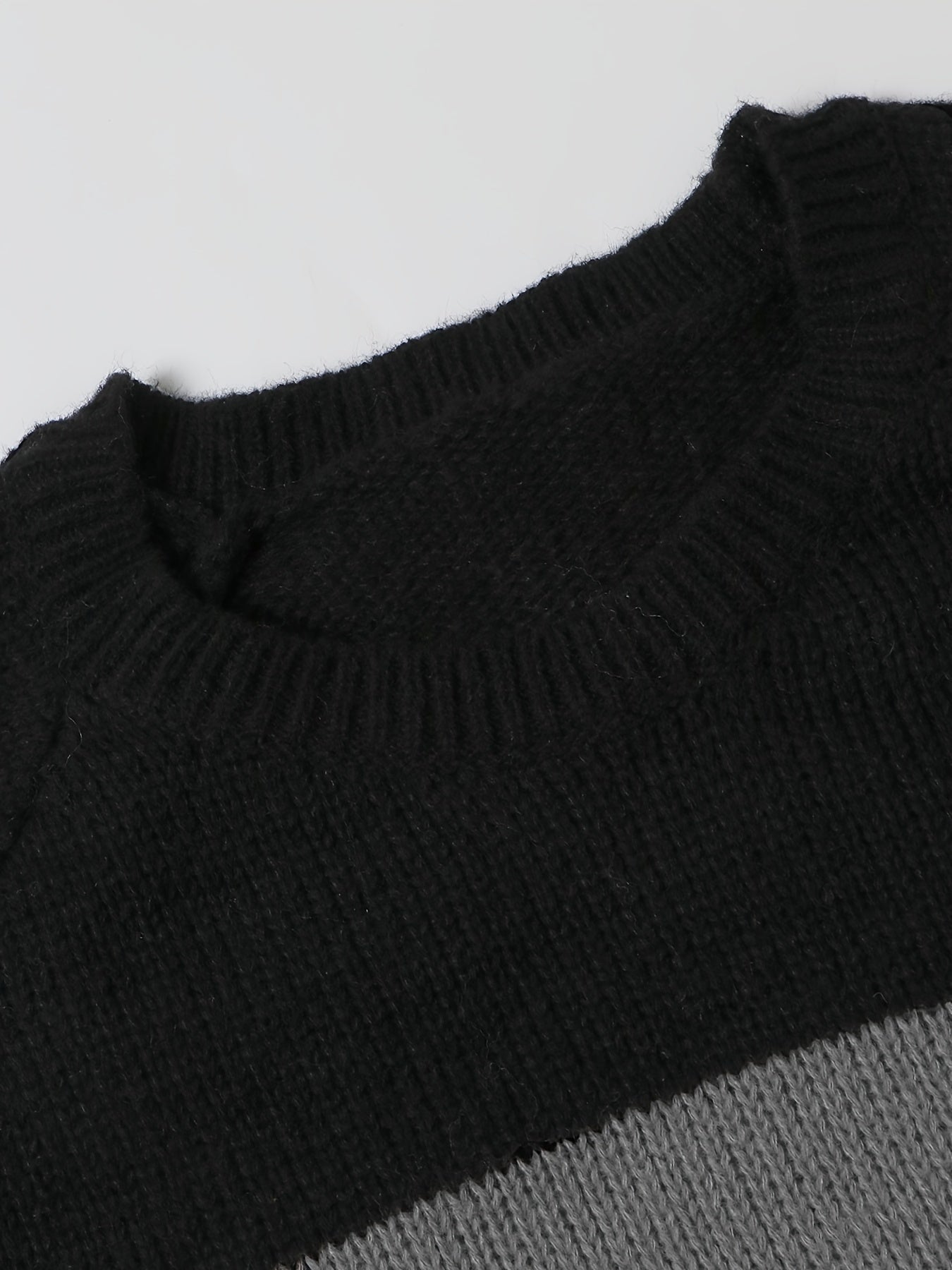  Colorblock Sweater Round Neck Jumper