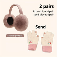 Women's Foldable Winter Earmuffs Plush Lining Windproof Cold Proof Ear Warm