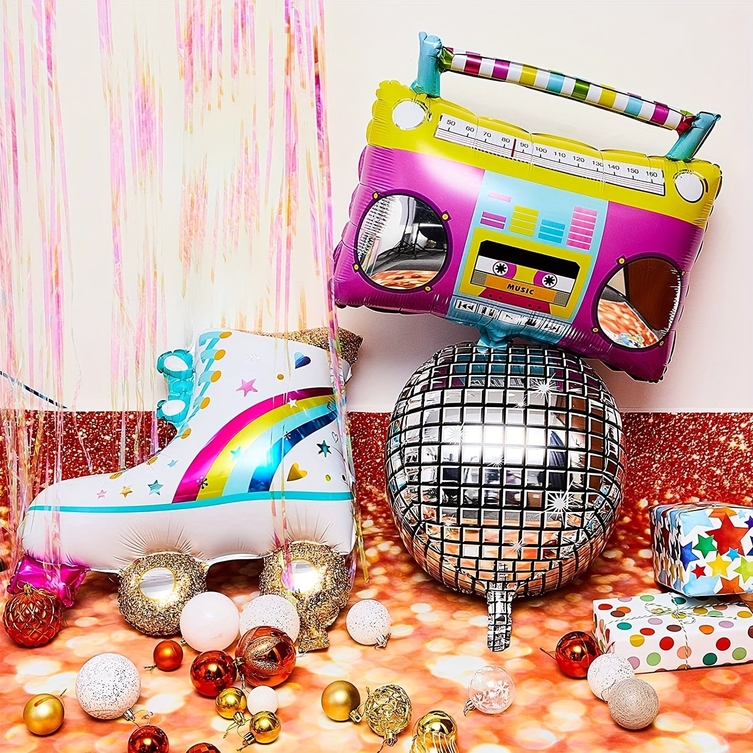 6pcs Roller Skate Sound 4D Disco Balloons for 70's & 80's Disco Theme