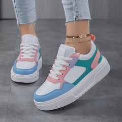Women's Faux Leather Chunky Sneakers for Outdoor Sports