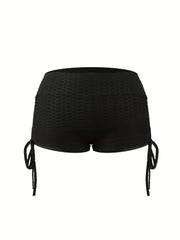 Plus Size Women's Honeycomb Pattern Drawstring High Stretch Shorts