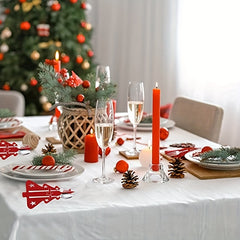 4pcs Xmas Cutlery Bag Pockets Christmas Tree Stars Snowflake Fork Spoon Holder