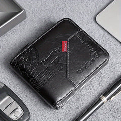 Men's Leather Zipper Wallet Bifold Card Holder Wallet