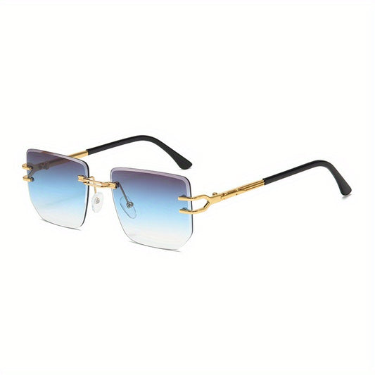 Gradient Lens Sunglasses Men Women UV400 Beach Metal Rimless Glasses