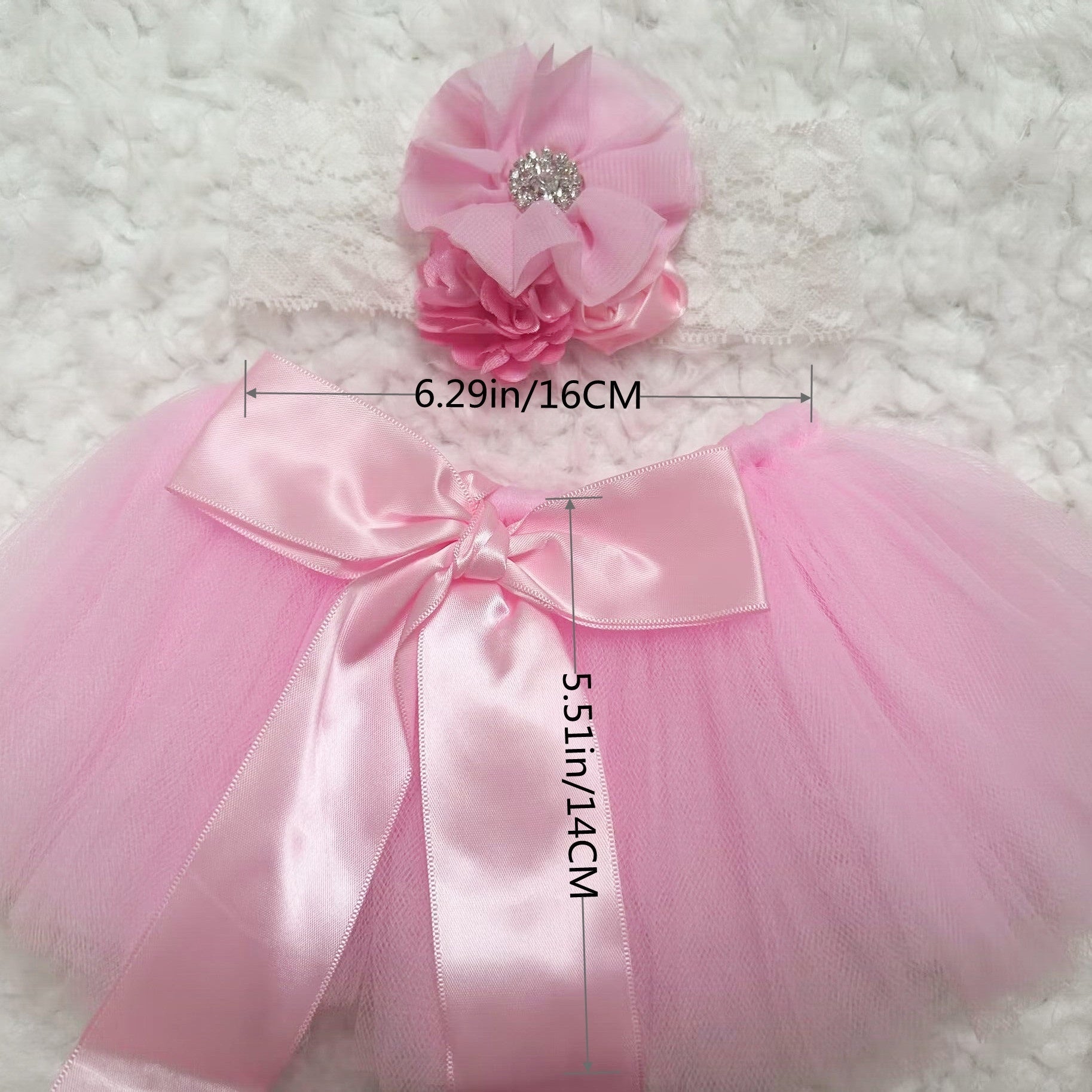 Newborn Baby Photography Props Tutu Skirt Pink Lace Headband Set
