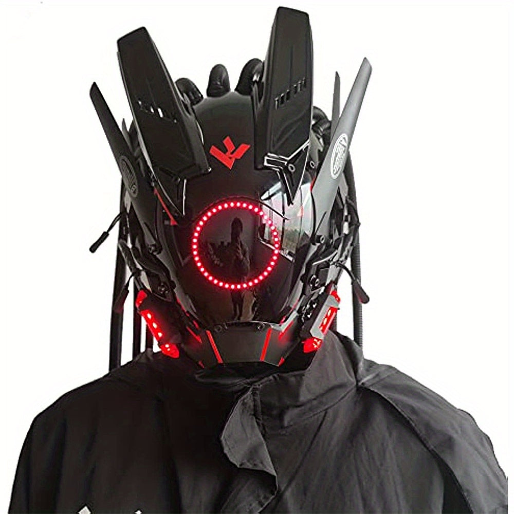 Custom Tubular Braid Cyberpunk Mask LED Light Cosplay Sci-fi Gear