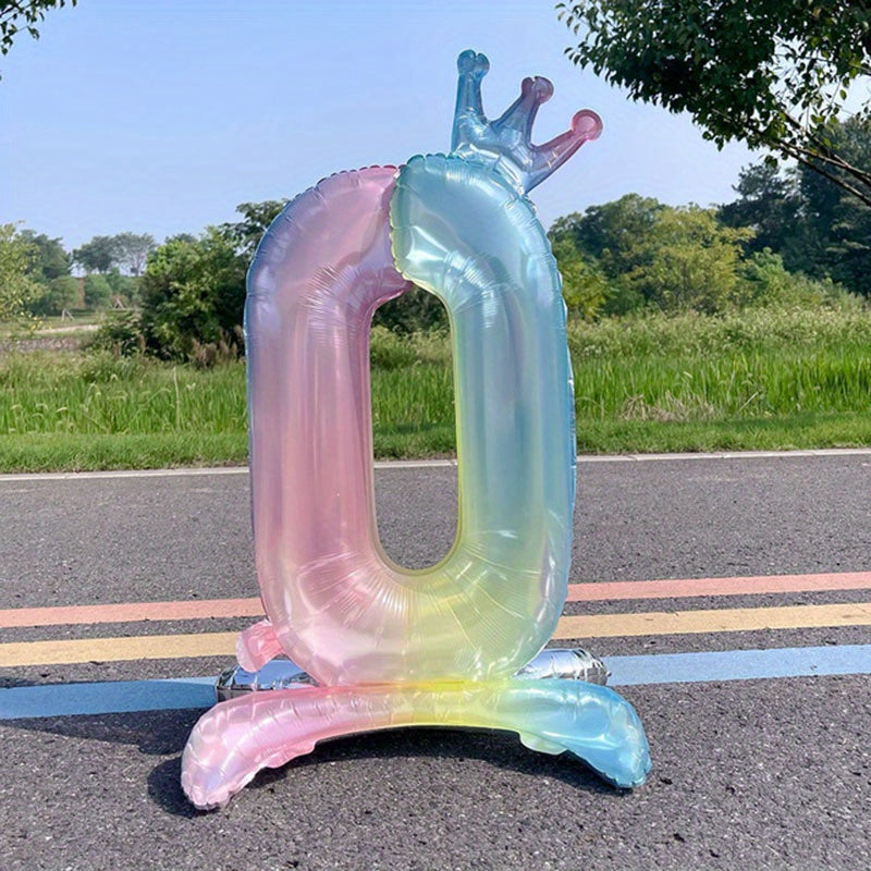 81cm Crystal Number Foil Balloons with Crown Figures Globos 0-9