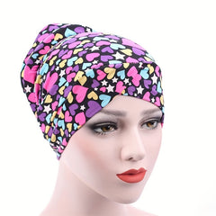 Leopard Flower Print Turban Hijab Cap Vintage Head Scarf Ramadan Head Wrap