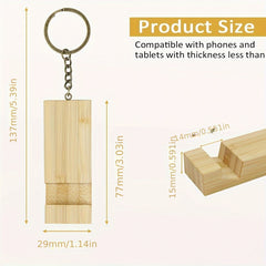 Bamboo Keychain Mobile Phone Holder Backpack Pendant