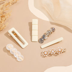 6pcs Pearl Square Hair Clip Metal Hairpin Barrette Party Prom Accessories