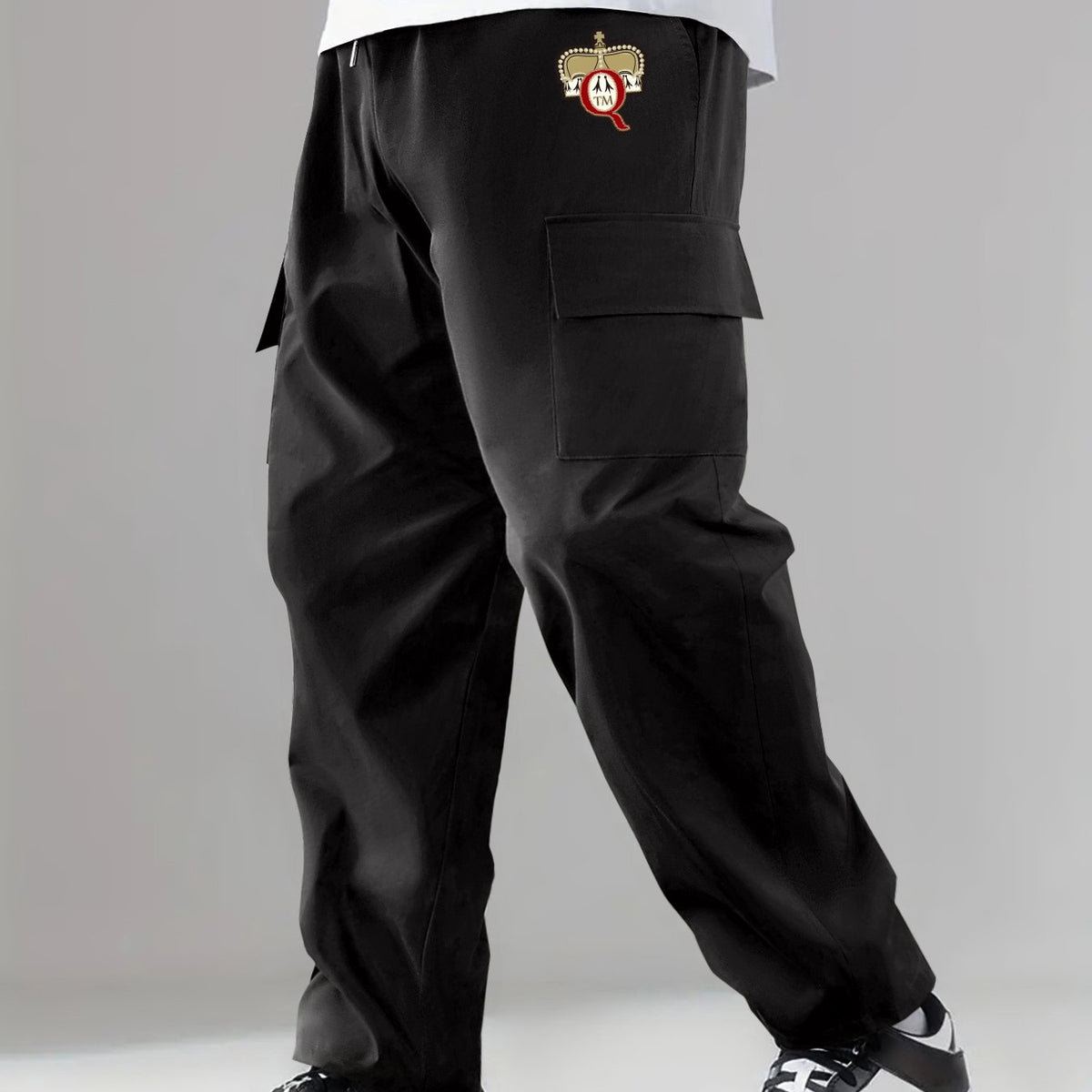 Pattern & Letter Print Men's Straight Leg Cotton Cargo Pants