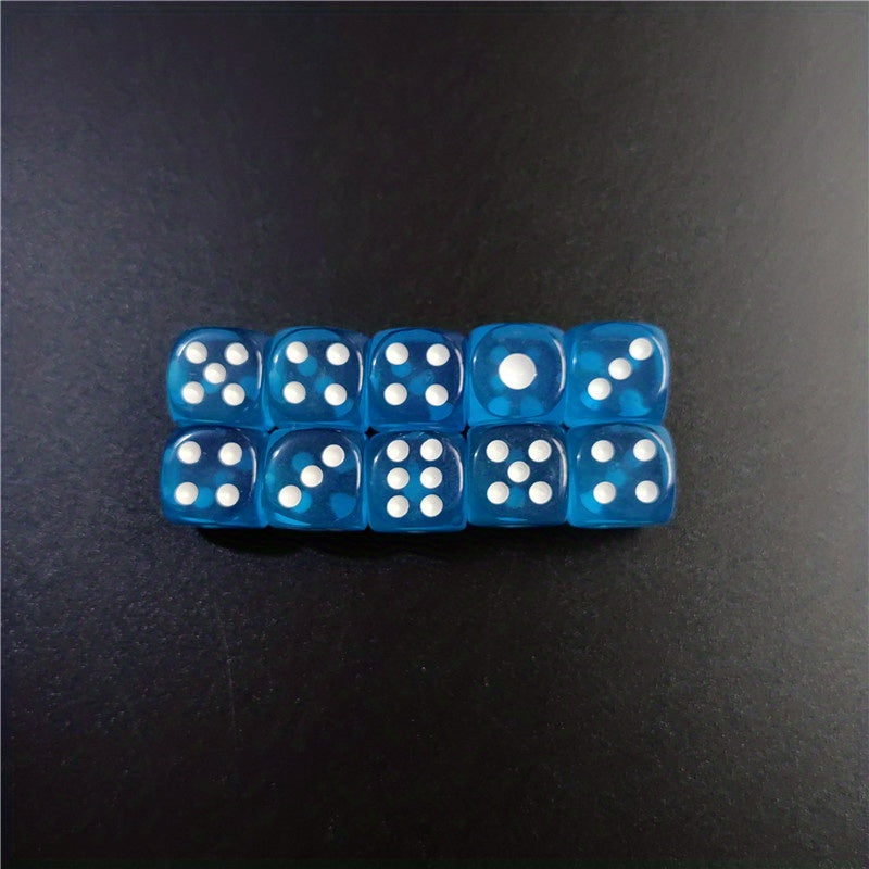 10pcs Acrylic Dice Set for Bar KTV Entertainment 12mm Hexahedron Dice