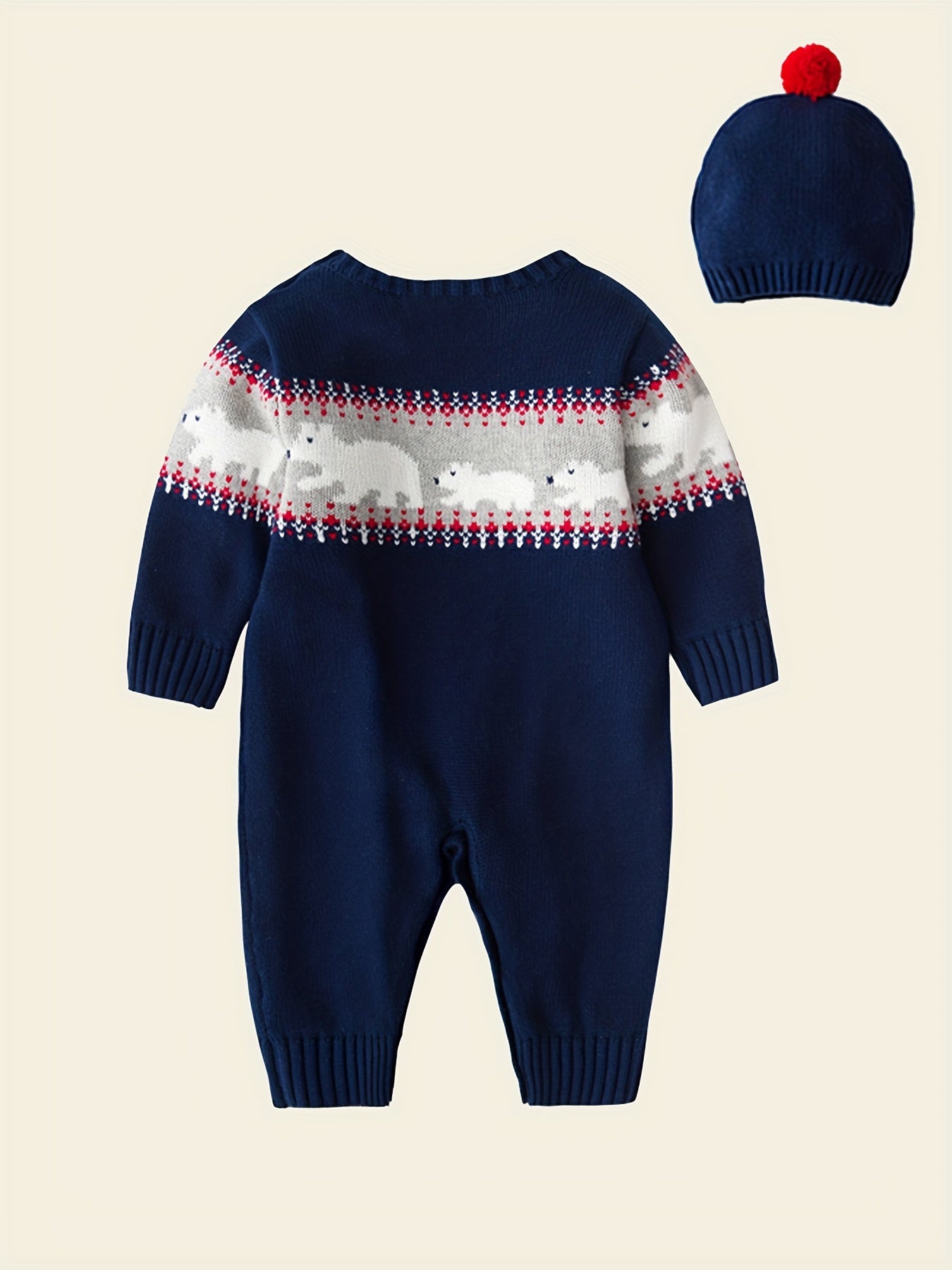 Christmas Sweater Baby Jumpsuit Cartoon Graphic Long Sleeve Creeper Clothes