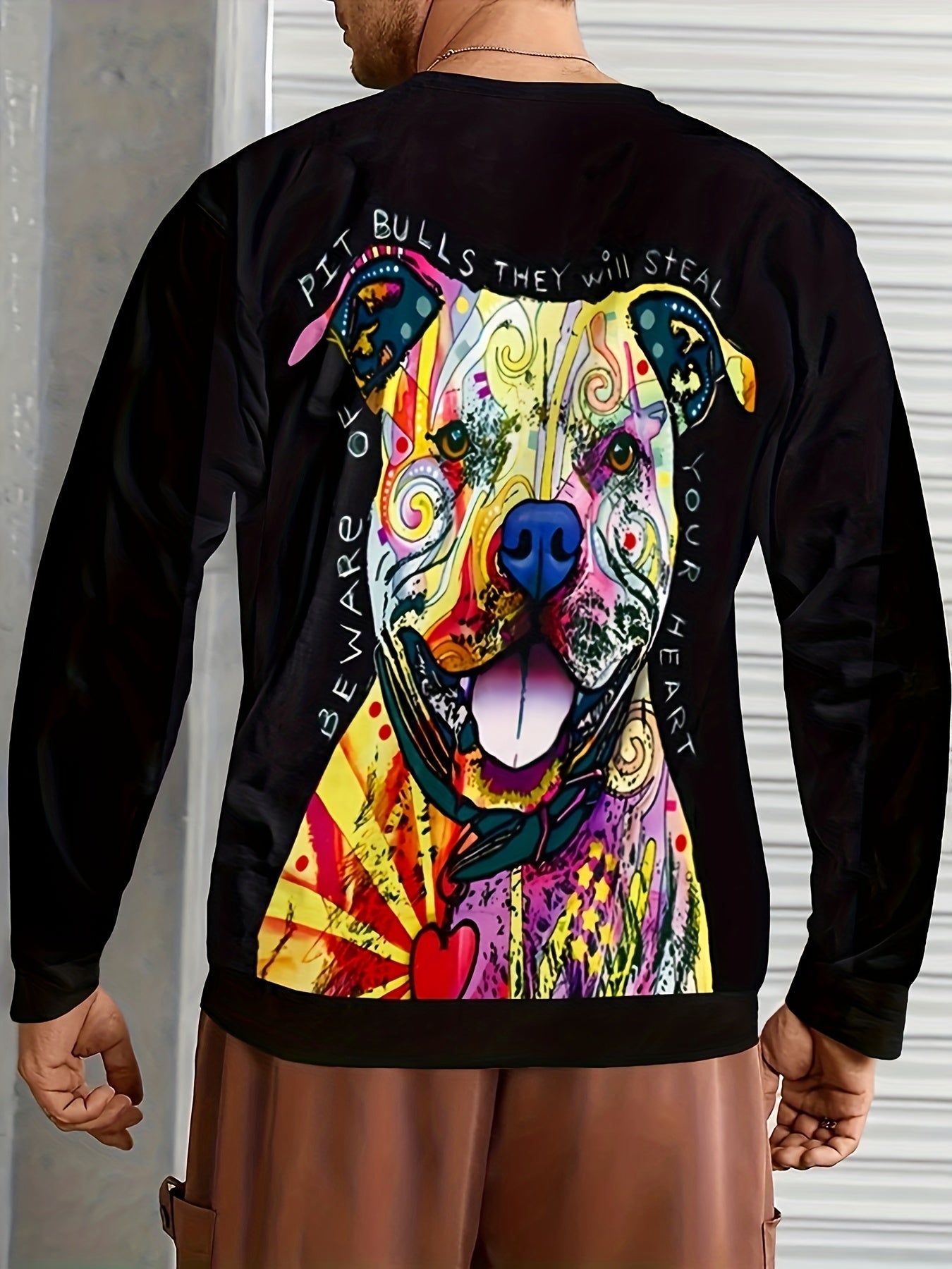 Animal Print Sweatshirt Men's Casual Graphic Crew Neck Pullover