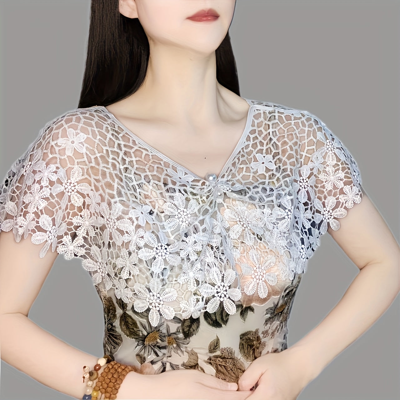 Flower Hollow Out Shawl Solid Breathable Wrap Casual Cape Decorative Shawl