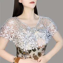 Flower Hollow Out Shawl Solid Breathable Wrap Casual Cape Decorative Shawl
