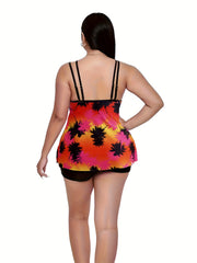  Coconut Tree Print Tankini Set
