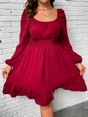  Sexy Solid Lantern Sleeve Dress