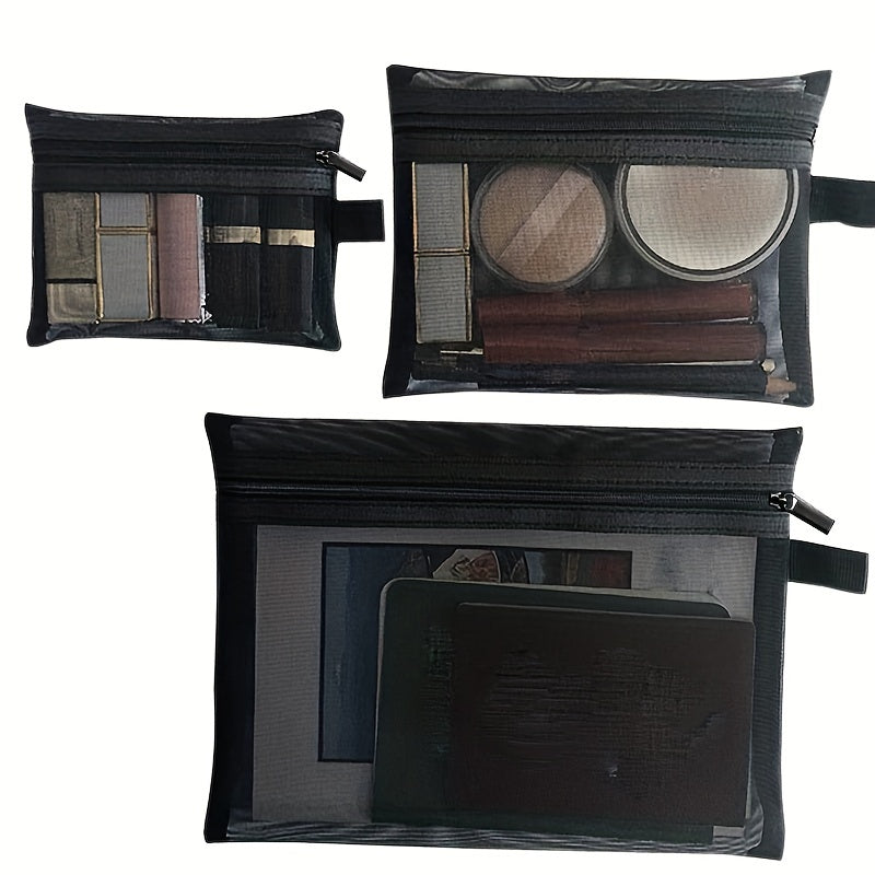 Mesh Zipper Cosmetics Bag Travel Toiletry Storage Bag