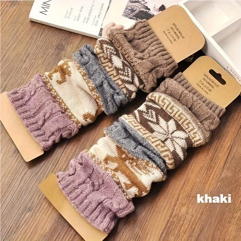 Winter Twist Snowflake Fawn Knee Socks Warm Leg Foot Covers