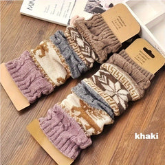Winter Twist Snowflake Fawn Knee Socks Warm Leg Foot Covers