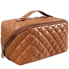 Large Capacity Travel Cosmetic Bag PU Leather Waterproof Makeup Bag