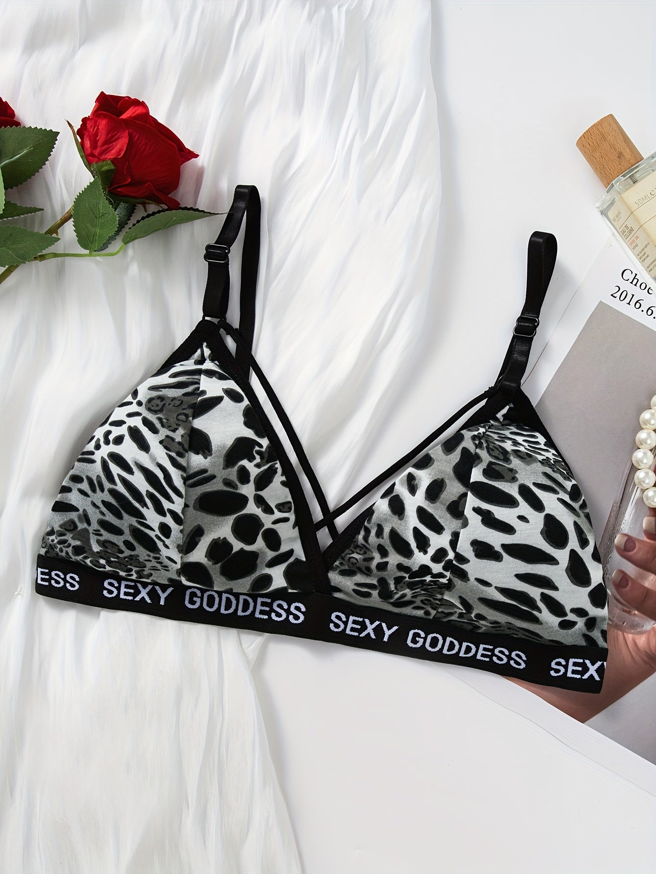 Letter Print Wireless Bras Leopard Bra Women's Lingerie