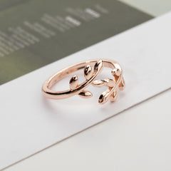 Leaf Shape Open Ring Adjustable Size Jewelry For Women Girls