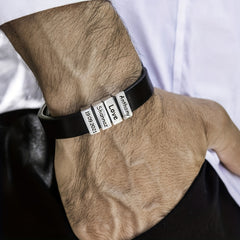 Custom Family Name Stainless Steel Bracelet - Adjustable Gift For Men