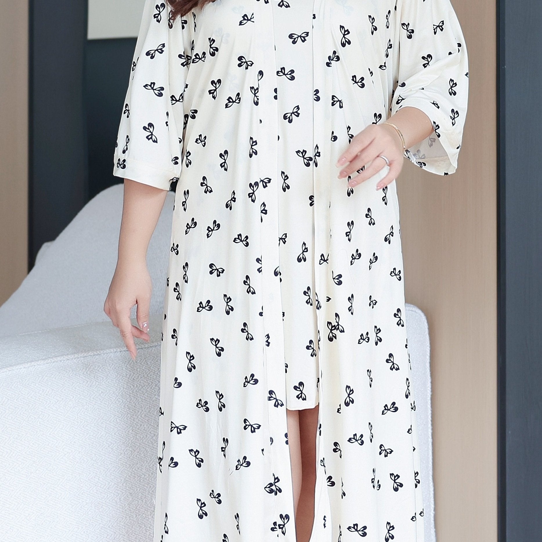  Butterfly Print Cami Nightdress & Belted Nightgown Set