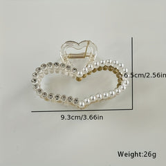 Pearl & Rhinestone Hair Claw Ponytail Holder Accessory