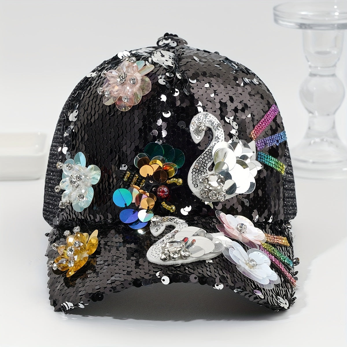Rhinestone Sequin Baseball Cap Women's Sunshade Peaked Cap
