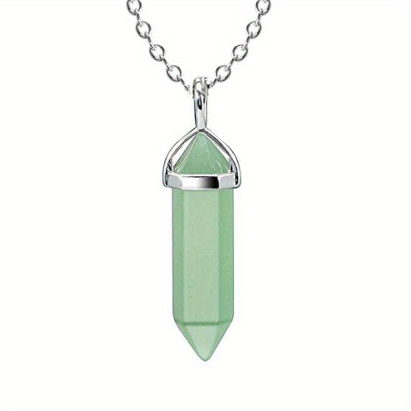 Vintage Silver Quartz Crystal Necklace Chakra Healing Point Pendulum Pendant