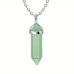 Vintage Silver Quartz Crystal Necklace Chakra Healing Point Pendulum Pendant
