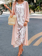  Floral Tank Dress & Cardigan 2 Piece Set