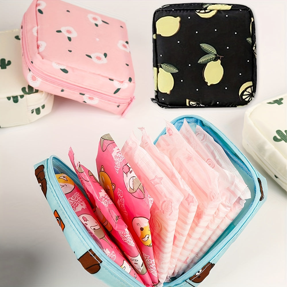Cartoon Sanitary Napkin Bag Waterproof Nylon Cosmetic Organizer