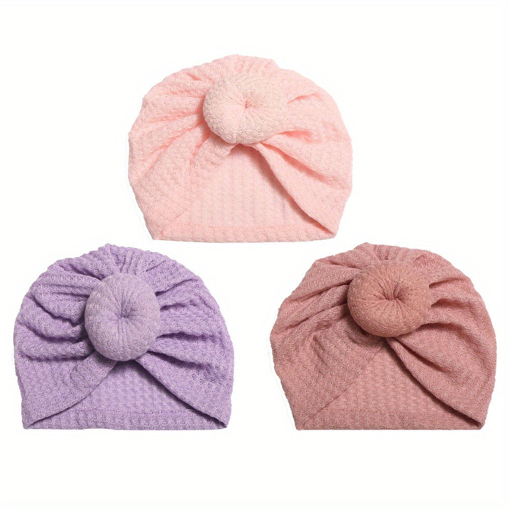 3Pcs Girls Plain Hat Turban Headwraps Elastic Soft Hat