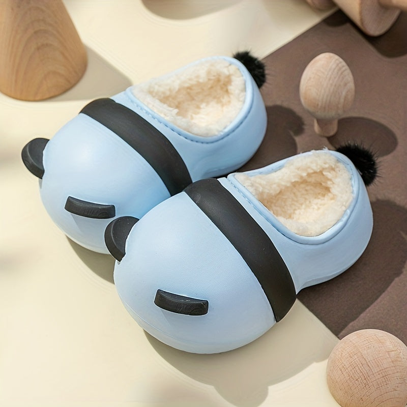Cartoon Panda Plus Fleece House Shoes For Boys And Girls