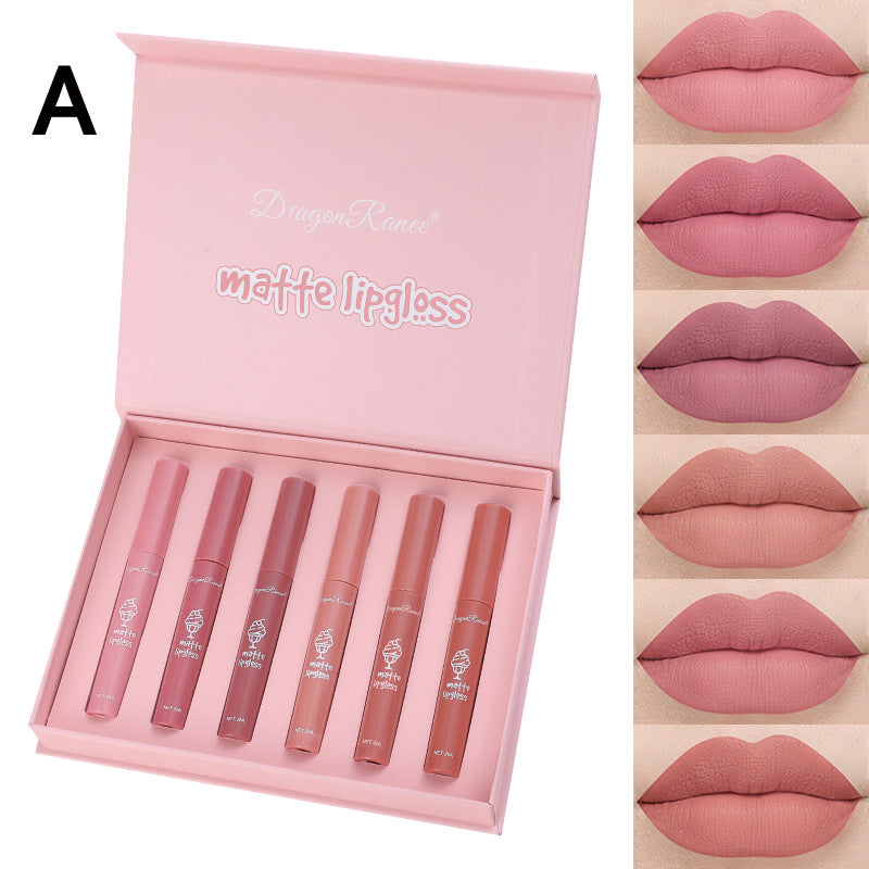 6-Piece Lip Glaze Set, Non-Stick Cup Nude Skin Lip Gloss