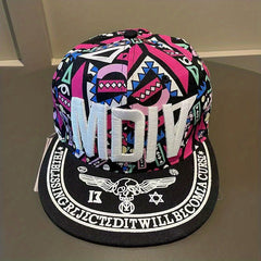 Skull Print Embroidery Baseball Cap Colorful Graffiti Print Sports Hat