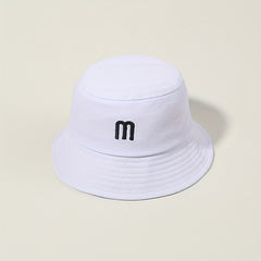 M Embroidery Casual Bucket Hat Fisherman Cap Basin Hats Outdoor Sunscreen