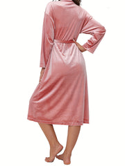 Cozy Fuzzy V-Neck Robe with Belt Women's Loungewear