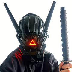 Red Light Wing Cyberpunk LED Mask Halloween Party Face Hood