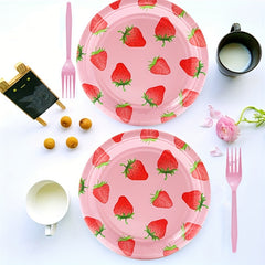 20pcs Strawberry Tableware Set - Girl Birthday Summer Fruit Party