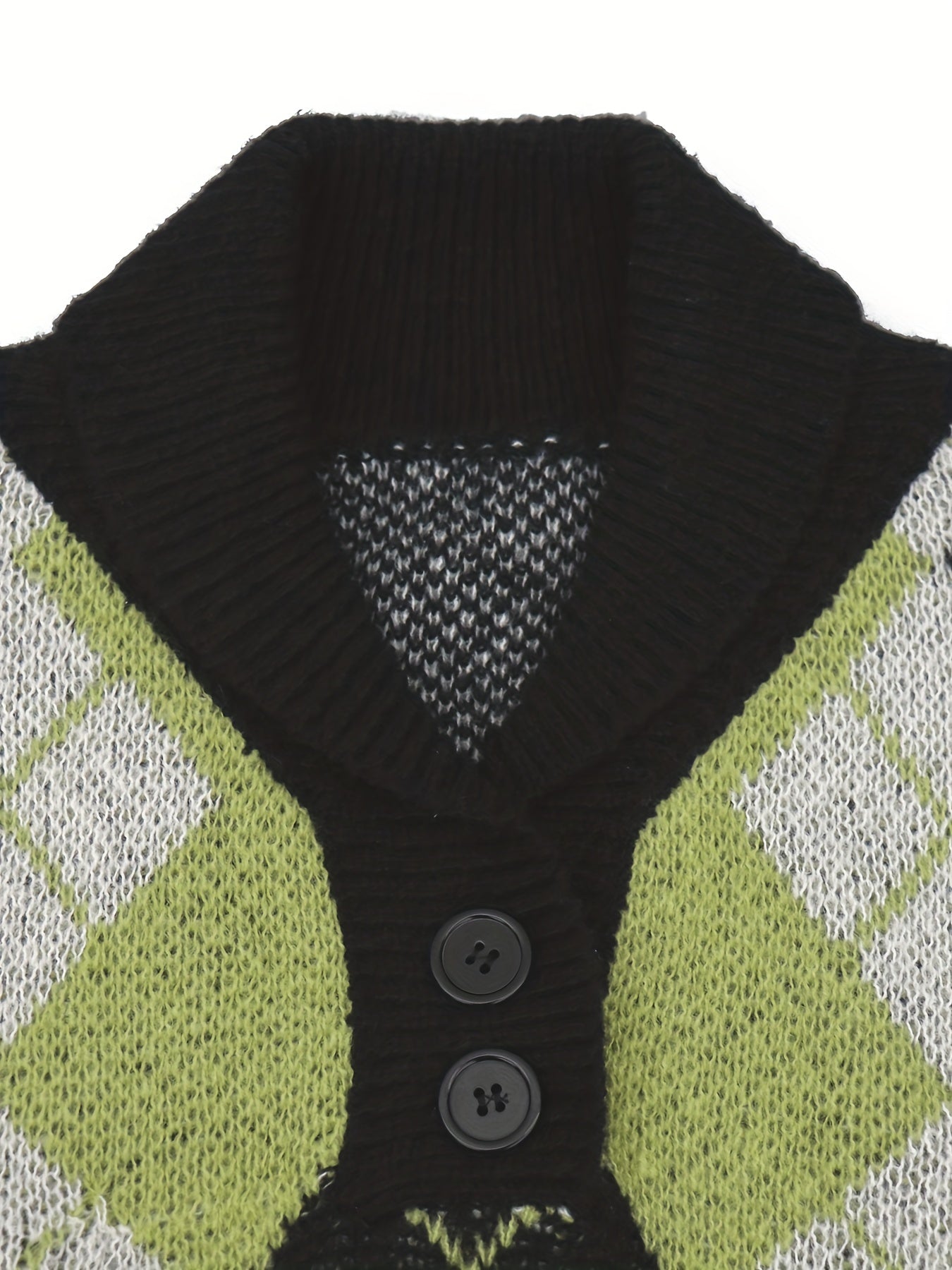 Retro Argyle Sweater Men's Casual Warm Shawl Collar Pullover