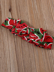Cute Watermelon Off Shoulder Top & Skort Set with Headband