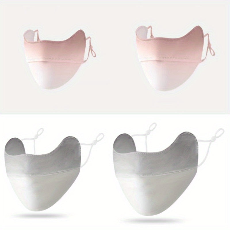 4pc Reusable Sunshade Face Mask Gradient UV Protection Washable Ice Silk