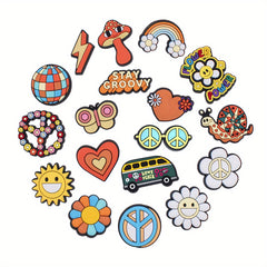 18pcs Summer Smile Collection Shoe Charms for Clogs Sandals PVC Shoe Decorations